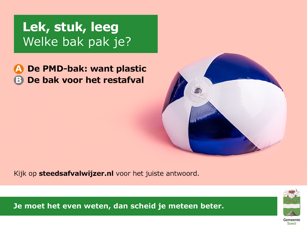 Lek, stuk, leeg. Welke bak pak je?